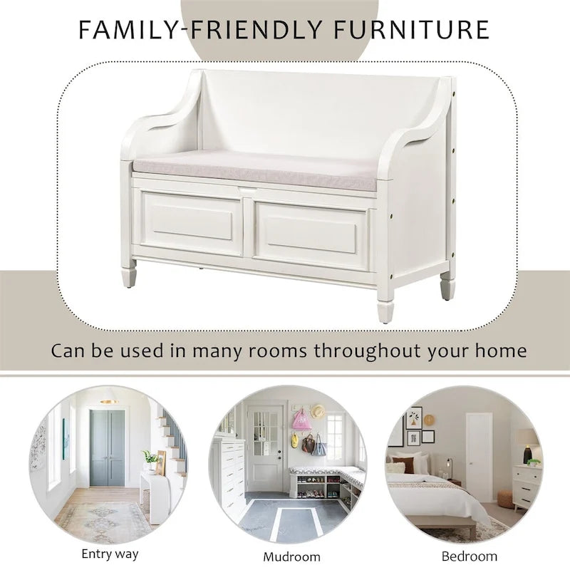 Merax 42 Rustic Style Solid wood Entryway Multifunctional Storage Bench