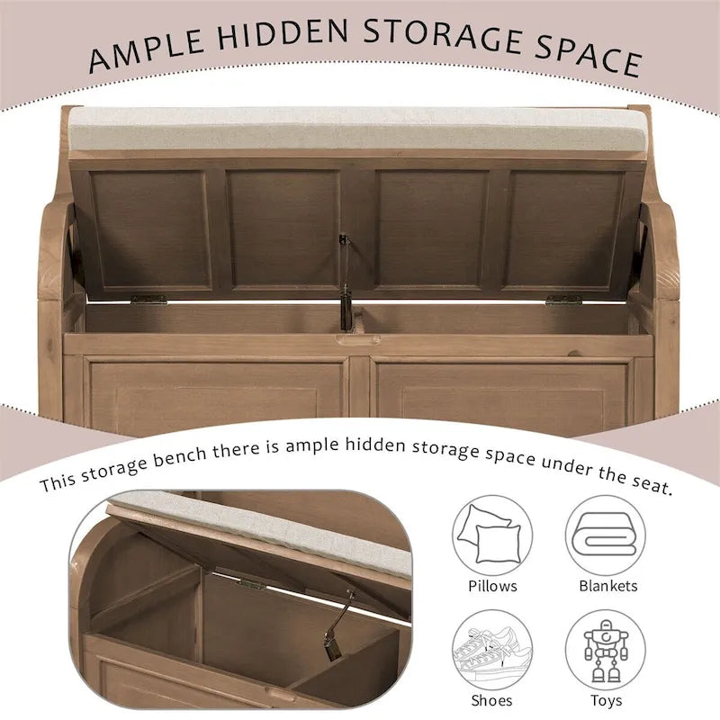 Merax 42 Rustic Style Solid wood Entryway Multifunctional Storage Bench