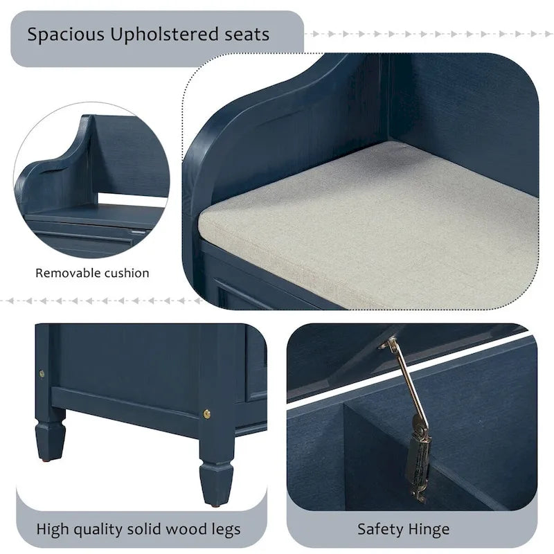 Merax 42 Rustic Style Solid wood Entryway Multifunctional Storage Bench