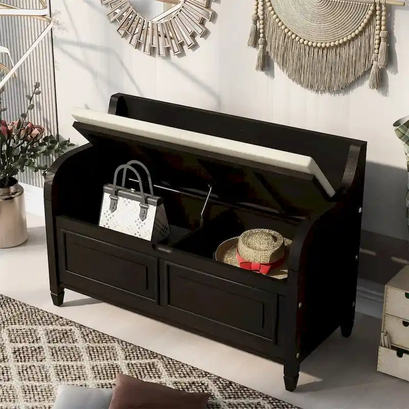 Merax 42 Rustic Style Solid wood Entryway Multifunctional Storage Bench