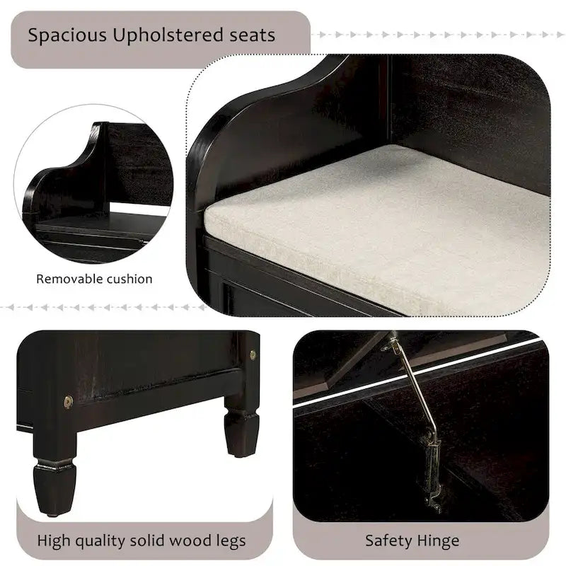 Merax 42 Rustic Style Solid wood Entryway Multifunctional Storage Bench