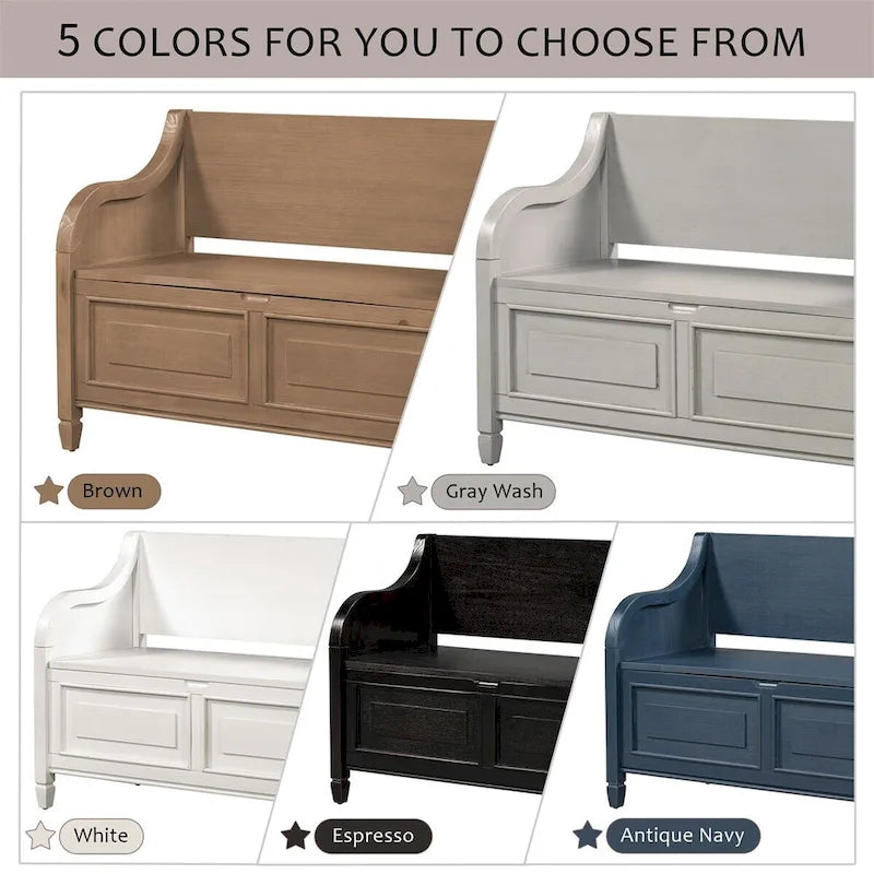 Merax 42 Rustic Style Solid wood Entryway Multifunctional Storage Bench