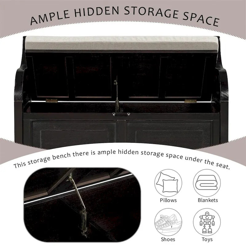 Merax 42 Rustic Style Solid wood Entryway Multifunctional Storage Bench