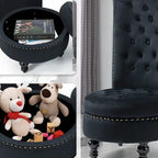 AVAWING High Back Throne Chair Velvet Armless Royal Accent Chair with Storage