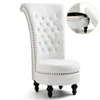 AVAWING High Back Throne Chair Velvet Armless Royal Accent Chair with Storage
