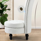 AVAWING High Back Throne Chair Velvet Armless Royal Accent Chair with Storage