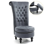 AVAWING High Back Throne Chair Velvet Armless Royal Accent Chair with Storage