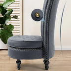 AVAWING High Back Throne Chair Velvet Armless Royal Accent Chair with Storage