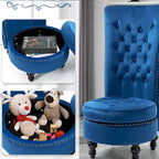 AVAWING High Back Throne Chair Velvet Armless Royal Accent Chair with Storage