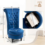 AVAWING High Back Throne Chair Velvet Armless Royal Accent Chair with Storage