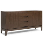 WYNDENHALL Pearson SOLID HARDWOOD 60 inch Wide Mid Century Design Sideboard Buffet in Walnut Brown - 17d x 60w x 30h