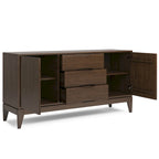 WYNDENHALL Pearson SOLID HARDWOOD 60 inch Wide Mid Century Design Sideboard Buffet in Walnut Brown - 17d x 60w x 30h