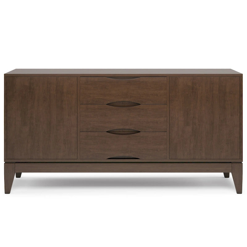 WYNDENHALL Pearson SOLID HARDWOOD 60 inch Wide Mid Century Design Sideboard Buffet in Walnut Brown - 17d x 60w x 30h