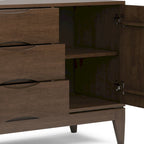 WYNDENHALL Pearson SOLID HARDWOOD 60 inch Wide Mid Century Design Sideboard Buffet in Walnut Brown - 17d x 60w x 30h