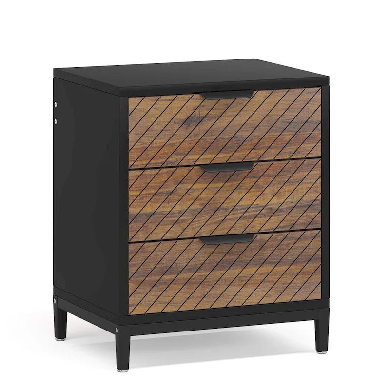 Night Stands Bedside Table with Drawers, Modern Wood Grain Nightstand for Bedrooms