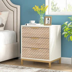 Night Stands Bedside Table with Drawers, Modern Wood Grain Nightstand for Bedrooms