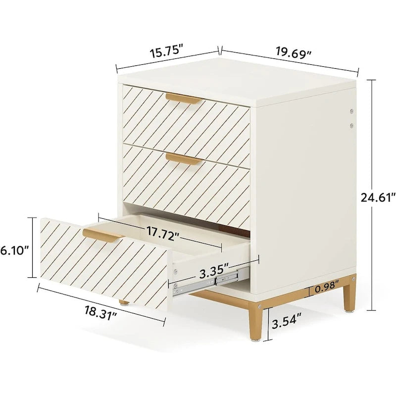 Night Stands Bedside Table with Drawers, Modern Wood Grain Nightstand for Bedrooms