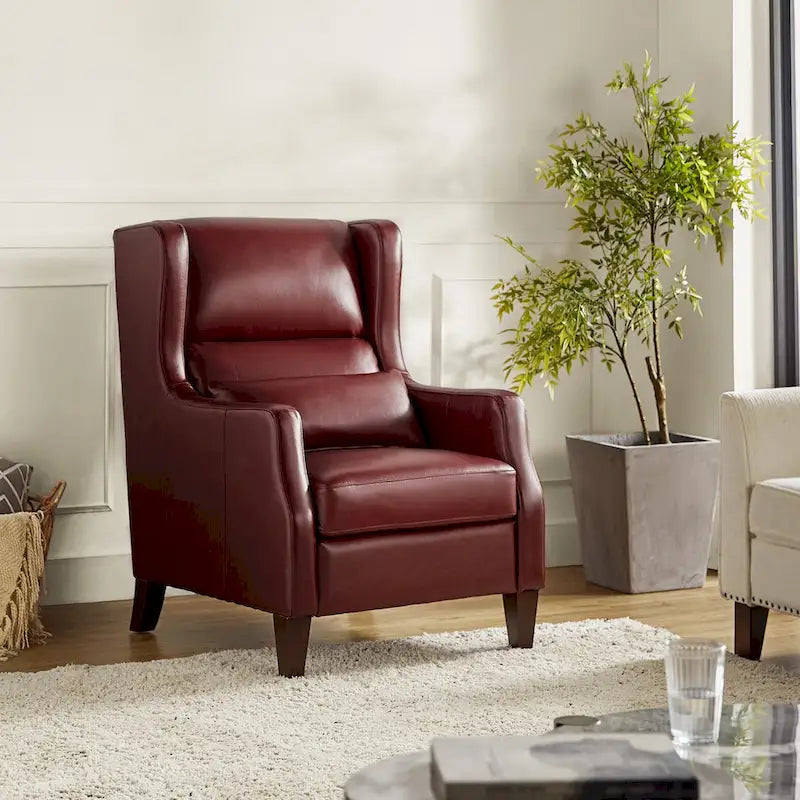 Erich Genuine Leather Wingback Armchair with Pillow by HULALA HOME