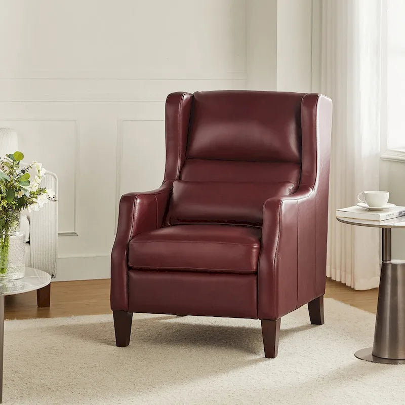 Erich Genuine Leather Wingback Armchair with Pillow by HULALA HOME