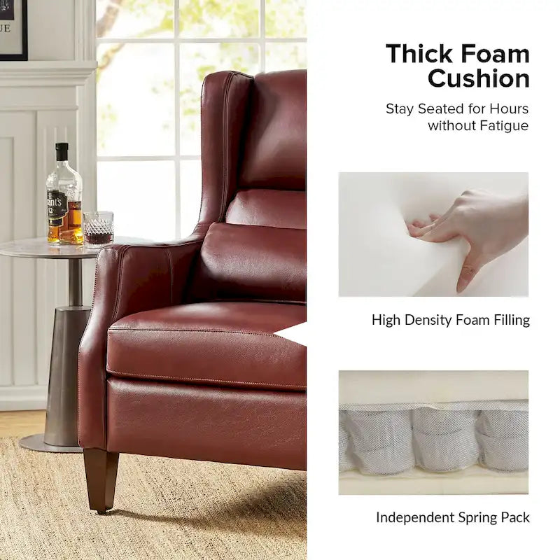 Erich Genuine Leather Wingback Armchair with Pillow by HULALA HOME