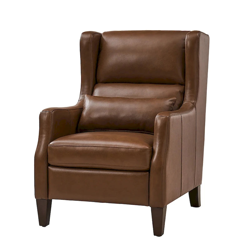 Erich Genuine Leather Wingback Armchair with Pillow by HULALA HOME
