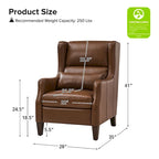 Erich Genuine Leather Wingback Armchair with Pillow by HULALA HOME