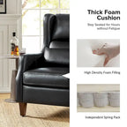 Erich Genuine Leather Wingback Armchair with Pillow by HULALA HOME