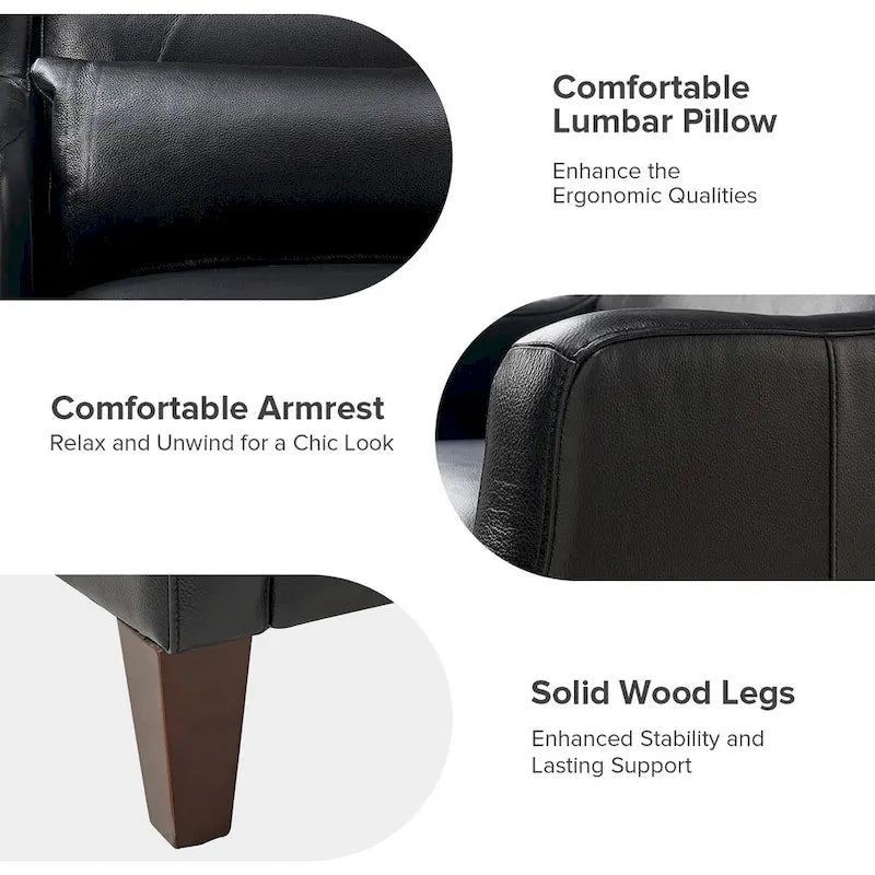 Erich Genuine Leather Wingback Armchair with Pillow by HULALA HOME