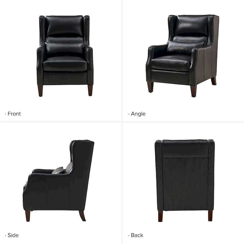 Erich Genuine Leather Wingback Armchair with Pillow by HULALA HOME