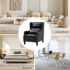 Erich Genuine Leather Wingback Armchair with Pillow by HULALA HOME