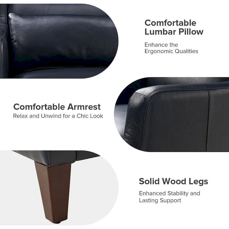 Erich Genuine Leather Wingback Armchair with Pillow by HULALA HOME