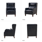 Erich Genuine Leather Wingback Armchair with Pillow by HULALA HOME