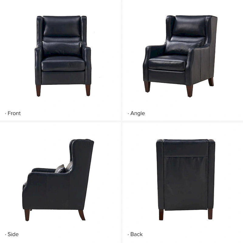 Erich Genuine Leather Wingback Armchair with Pillow by HULALA HOME