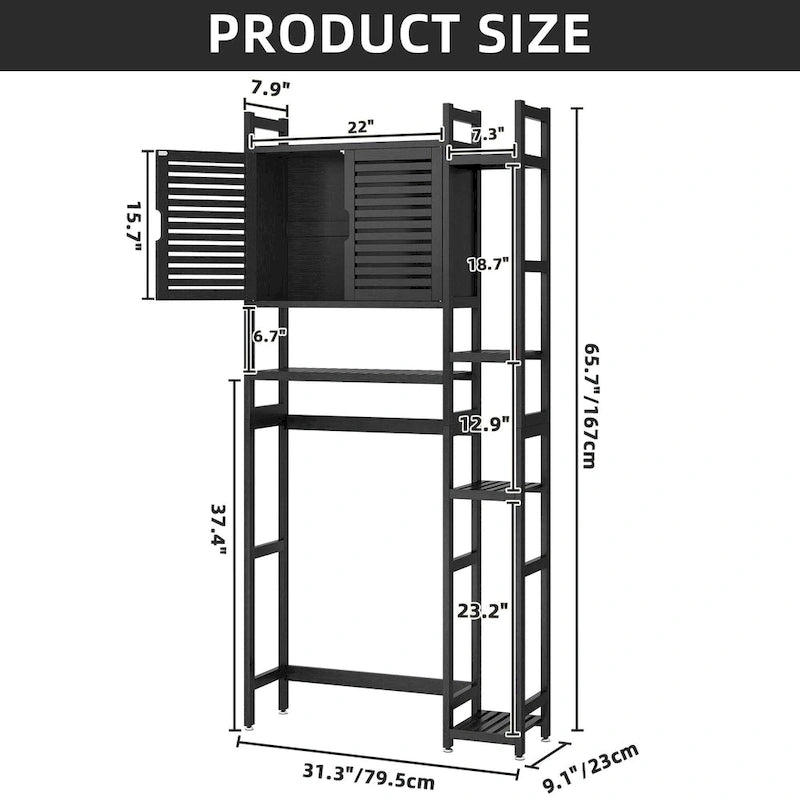Moasis Bamboo Over-The-Toilet Cabinet with Shelf for Bathroom Storage