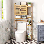 Moasis Bamboo Over-The-Toilet Cabinet with Shelf for Bathroom Storage