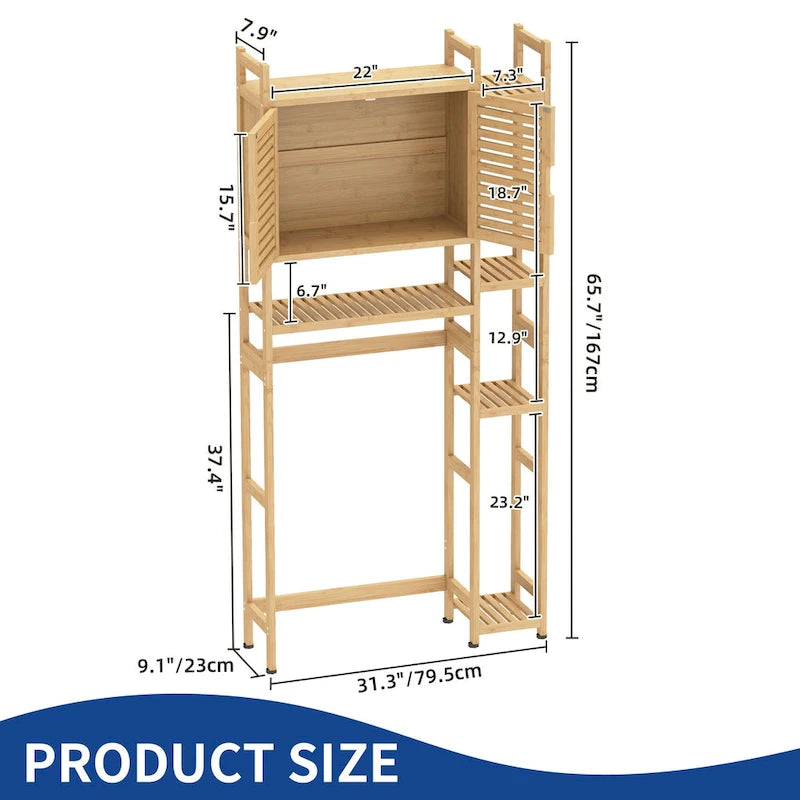 Moasis Bamboo Over-The-Toilet Cabinet with Shelf for Bathroom Storage
