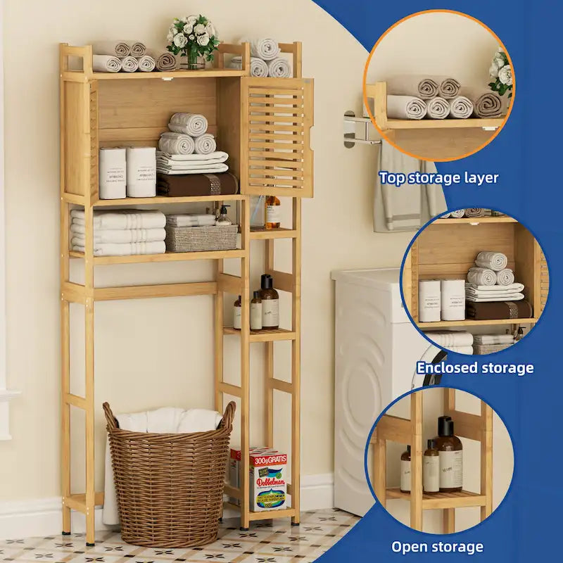 Moasis Bamboo Over-The-Toilet Cabinet with Shelf for Bathroom Storage