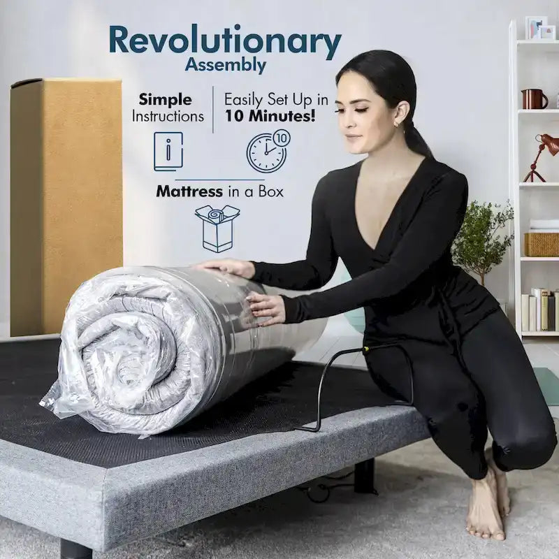 Renanim Adjustable Bed with 14 Mattress, Anti-Snore Preset, Dual Massage, USB Ports, App Control, Remote, Underbed Light