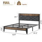 Upholstered Metal Platform Bed with Charging Station and Storage Shelf