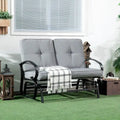Outsunny Outdoor Glider Bench, 2-Person Patio Rocker Loveseat with Tufted Cushions, Steel Frame for Porch, Garden Backyard, Gray