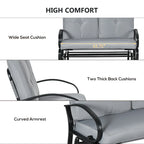 Outsunny Outdoor Glider Bench, 2-Person Patio Rocker Loveseat with Tufted Cushions, Steel Frame for Porch, Garden Backyard, Gray