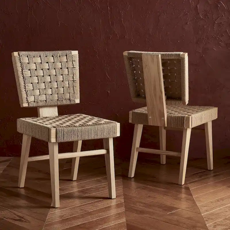 SAFAVIEH Couture Justice Woven Dining Chair (Set of 2) - 19 In. W x 24 In. D x 35 In. H - 19Wx24Dx35H