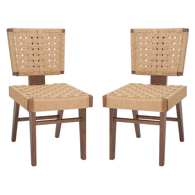 SAFAVIEH Couture Justice Woven Dining Chair (Set of 2) - 19 In. W x 24 In. D x 35 In. H - 19Wx24Dx35H