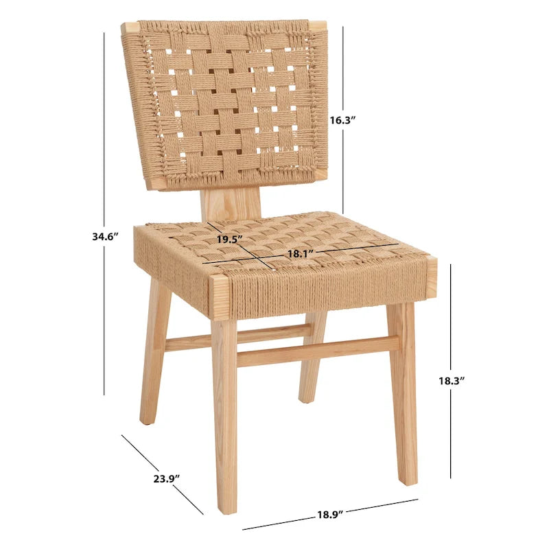 SAFAVIEH Couture Justice Woven Dining Chair (Set of 2) - 19 In. W x 24 In. D x 35 In. H - 19Wx24Dx35H