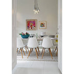 Designer Plastic Eiffel Chair Natural Wood Legs Retro Dining Armless With Back Desk Accent Living Room Side Dowel DSW