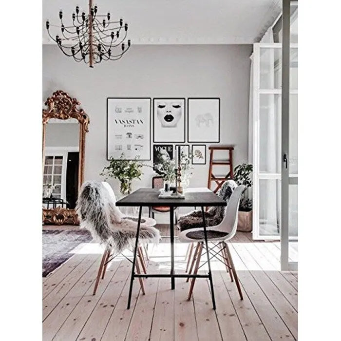 Designer Plastic Eiffel Chair Natural Wood Legs Retro Dining Armless With Back Desk Accent Living Room Side Dowel DSW