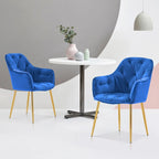ivinta Tufted Dining Chairs Set of 2, Accent Chair with Solid Gold Plated Legs