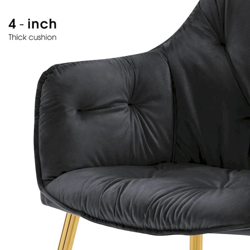 ivinta Tufted Dining Chairs Set of 2, Accent Chair with Solid Gold Plated Legs