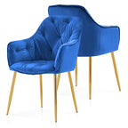 ivinta Tufted Dining Chairs Set of 2, Accent Chair with Solid Gold Plated Legs