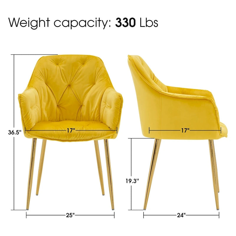 ivinta Tufted Dining Chairs Set of 2, Accent Chair with Solid Gold Plated Legs